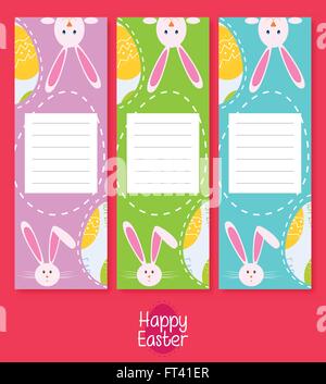 Vector set of vertical banner templates. For Easter greeting cards, invitations, stationery, gifts decoration. Stock Vector