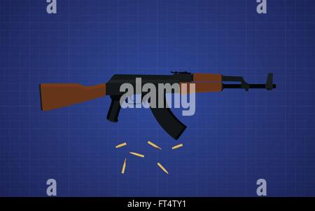 ak47 gun vector with blue background Stock Vector