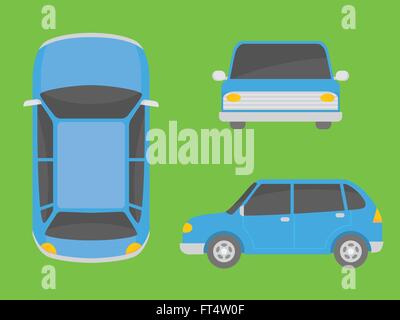 car illustration view from all side front top Stock Vector