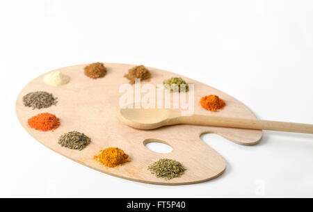 different spices and herbs isolated on white Stock Photo