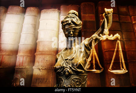 Bronze statuette of justice. Stock Photo