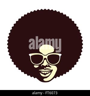 Funky cool african man with afro hairstyle and sunglasses vector illustration Stock Vector