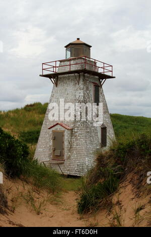 Weathered Lighthouse at Prince Edward Island National Park Greenwich Stock Photo