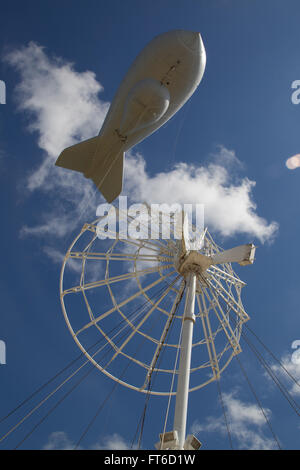 Rio Grande City, TX - The Tethered Aerostat Radar System (TARS) is low-level airborne ground surveillance system that uses aerostats (moored balloons) as radar platforms.  U.S. Customs and Border Protection, Air and Marine Operations use the TARS to provide persistent, long-range detection and monitoring (radar surveillance) capability for interdicting low-level air, maritime and surface smugglers and narcotics traffickers. Photographer: Donna Burton Stock Photo