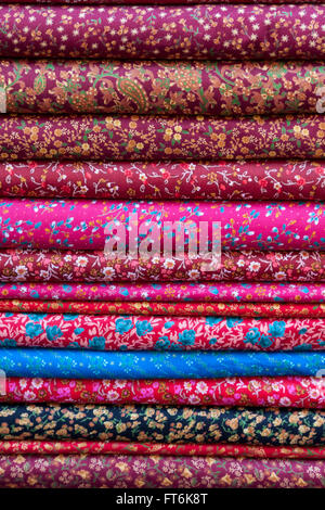 Nepal, Kathmandu.Bolts of Cloth, Fabric, for Women's Clothing. Stock Photo
