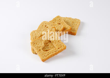 Slices of bread with cut out shapes in the middle Stock Photo