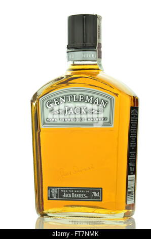 Gentleman Jack Rare Tennessee whiskey isolated on white background. Stock Photo