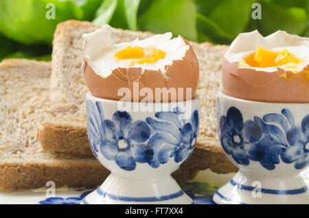closeup to soft boiled egg Stock Photo