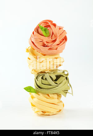 Bundles of dried ribbon pasta Stock Photo