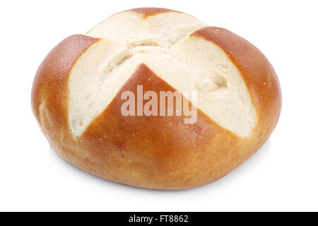 Pretzel bread roll for breakfast isolated on a white background bakery Stock Photo