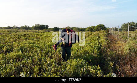 FALFURRIAS, Texas — U.S. Border Patrol agents from the Rio Grande Valley Sector rescued a Honduran woman who had been abandoned by an unscrupulous human smuggler on a local ranch. Photo provided by: U.S. Customs and Border Protection Stock Photo