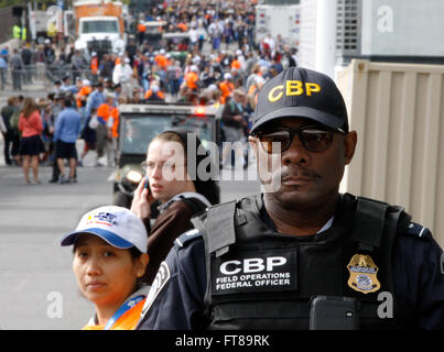 Chief U.S. Customs and Border Protection officer Charles Johnson provides a law enforcment presence at a security checkpoint before Pope Francis' mass in Philadelphia September 27, 2015. CBP contributed to Papal security in Washington, D.C., New York City and Philadelphia during the Pope's weeklong visit to the United States. Stock Photo