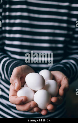 Eggs in hands Stock Photo