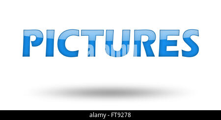 Text Pictures with blue letters and shadow. Stock Photo