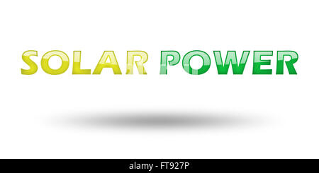 Text Solar Power with colorful letters and shadow. Stock Photo