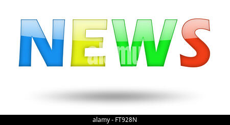 Text NEWS with colorful letters and shadow. Stock Photo