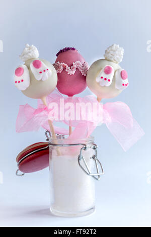 Easter concept cake pops in the jar,selective focus Stock Photo