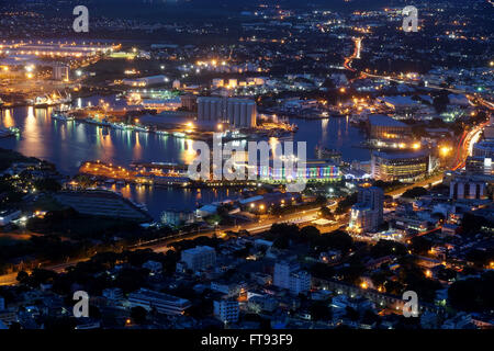 Aerial view of Port-Louis Mauritius at night Stock Photo