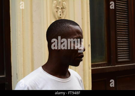 Profile of a Cuban man in the street in Old Havana Stock Photo
