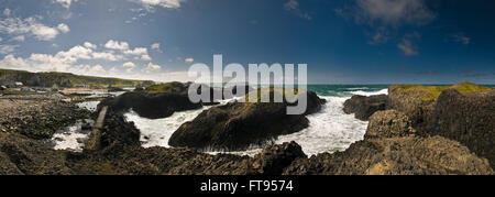 Ballintoy Harbour and coastline in County Antrim, Northern Ireland, UK Stock Photo