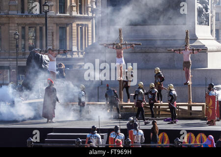 'The Passion of Jesus' at Trafalgar Square, performed by Wintershall Charitable Trust on Good Friday, London England United Kingdom UK Stock Photo