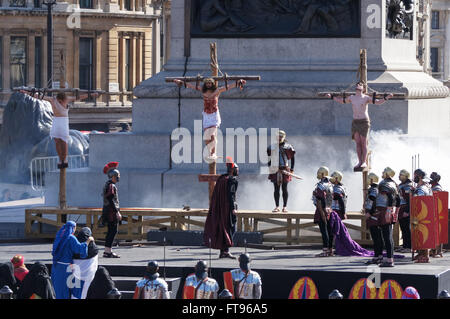 'The Passion of Jesus' at Trafalgar Square, performed by Wintershall Charitable Trust on Good Friday, London England United Kingdom UK Stock Photo