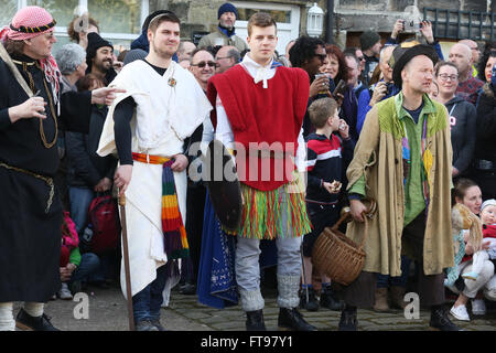 Heptonstall, UK, 25th March 2016. The Heptonstall Players as they prepare to act out the pace egg playHeptonstall, UK, 25th March 2016 Credit:  Barbara Cook/Alamy Live News Stock Photo