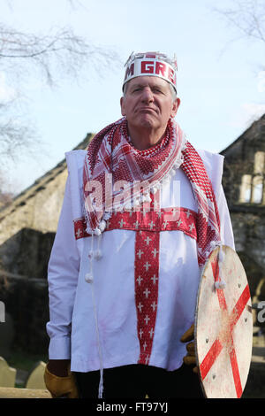 Heptonstall, UK, 25th March 2016. 'St George' of the heptonstall players during the pace egg play in Heptonstall, UK, 25th March 2016 Credit:  Barbara Cook/Alamy Live News Stock Photo