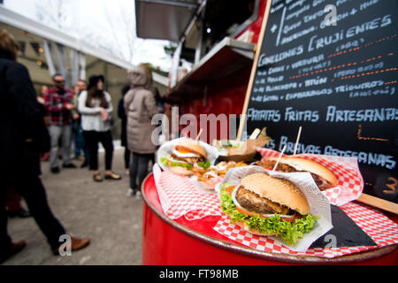 Gijon, Spain. 25th March, 2016. 'Pan Piragua', a burguer ...