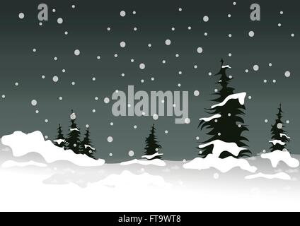 Winter Vector illustrator : many pine trees covered with white snow look like christmas tree Stock Vector