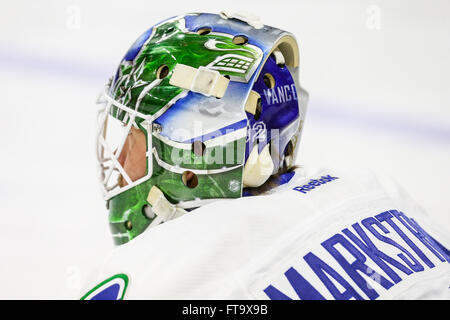 Vancouver Canucks' Goalie Jacob Markstrom, Of Sweden, Makes A Save ...