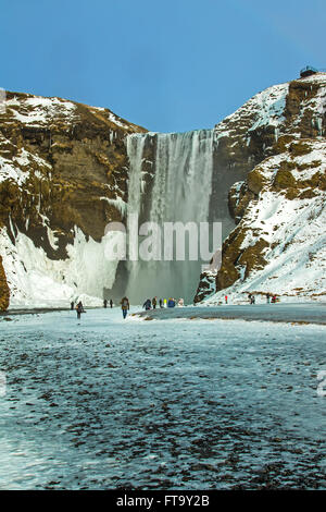 Skogarfoss waterfall in winter Stock Photo