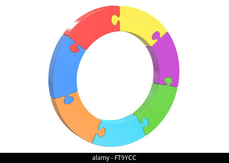 circle puzzle, strategy and success concept, 3D rendering Stock Photo