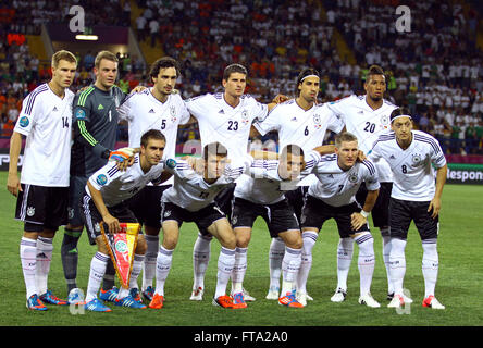 German national football team pose for a group photo before UEFA EURO 2012 game against Netherlands Stock Photo