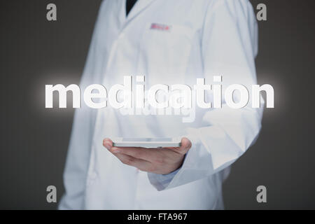 Doctor working on a virtual screen. medical technology concept. Stock Photo