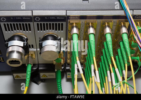 Modern fiber optic testing equipment - MTP FC connector analyzer Stock Photo