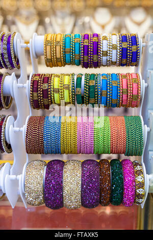 Colorful Indian and Oriental bangles in retail display Stock Photo