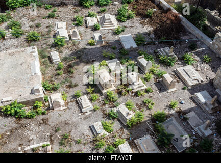 Small cemetery near Abbey of the Dormition on Mount Zion in Jerusalem, Israel Stock Photo