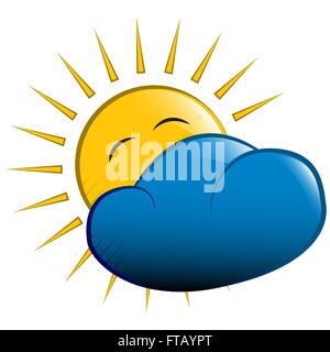 vector illustration. yellow sun behind a cloud Stock Vector