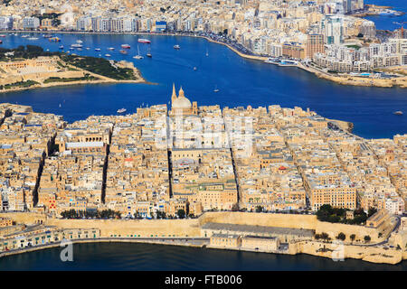 Aerial view over Floriana, Valletta, Malta Stock Photo