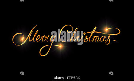 Gold Text Design Of Merry Christmas On Black Color Background Stock Photo