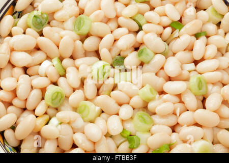 White bean salad with spring onions Stock Photo