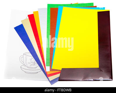 colored paper sheets isolated on white background Stock Photo