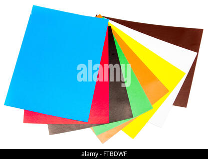 colored paper sheets isolated on white background Stock Photo