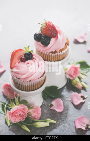 Pink spring cupcakes Stock Photo
