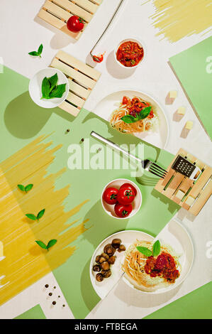 Suprematic meal: pasta Stock Photo