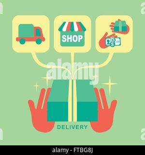 flat design delivery concept icons set for web and mobile services and apps Stock Vector