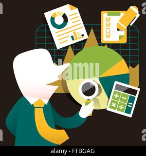 flat design vector icon set of analytics Stock Vector