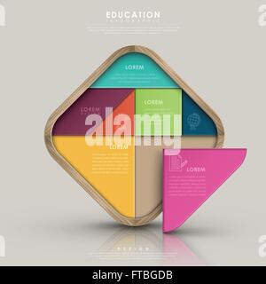 education infographic design with colorful tangram element Stock Vector