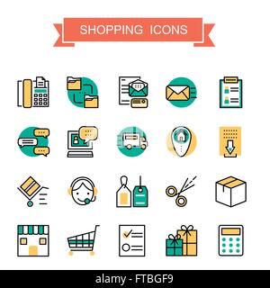 shopping icons collection in thin line style Stock Vector